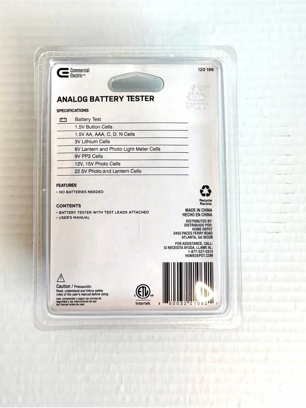 Commercial Electric Analog Battery Tester, Model 120 196